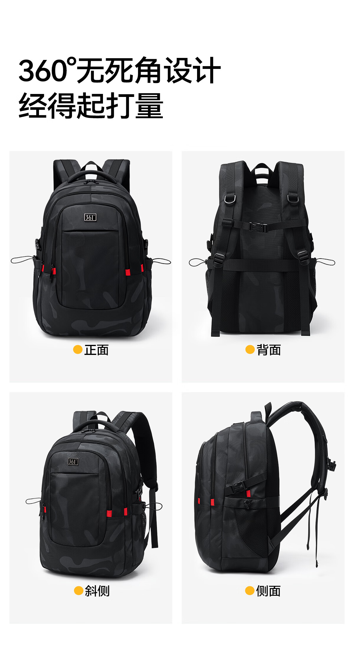 361° Men's Backpack Large Capacity Casual Water-Resistant Commuter Lightweight Sports Bag for Middle School, High School, and College Students 18