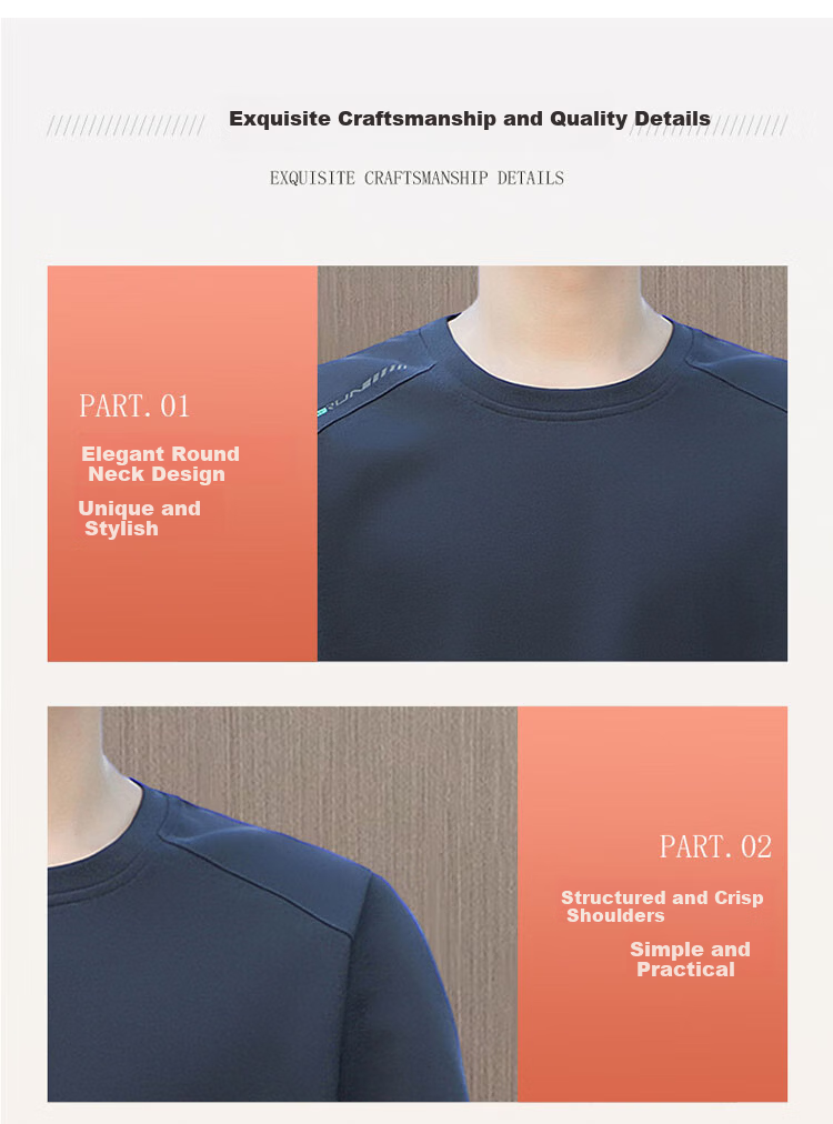 TUCANO Men's Sweatshirt Spring Autumn Long Sleeve T-Shirt Base Layer Crew Neck Pullover Casual Jacket Navy Blue L 3