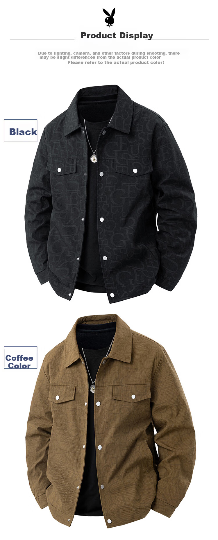 PLAYBOY Men's Spring and Autumn Workwear Flight Jacket High-end Casual Baseball Collar Outerwear 5