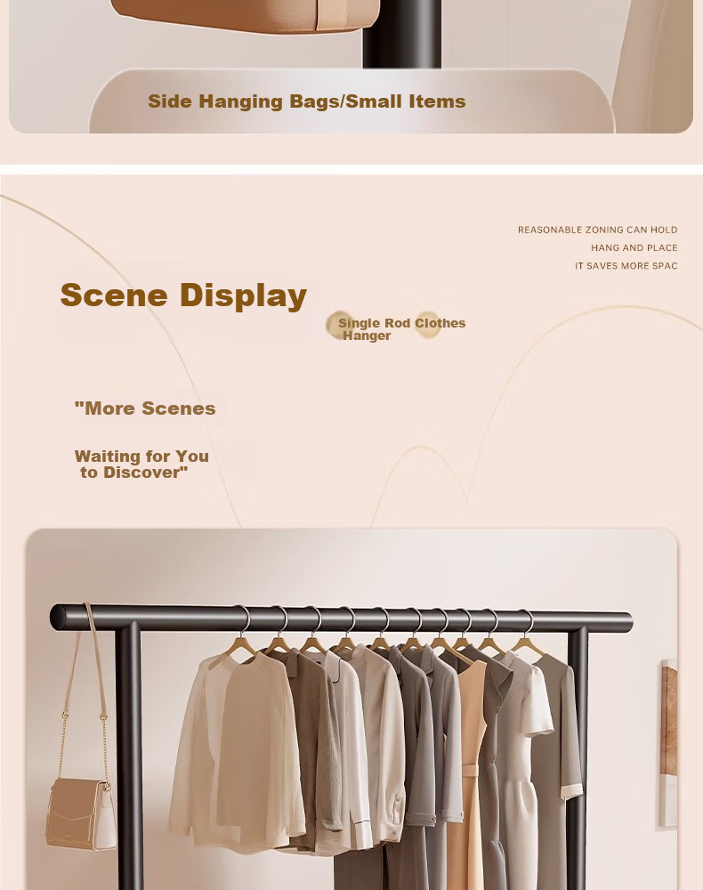 Shunyou Double Rod Floor Standing Coat Rack Indoor Mobile Clothes Hanger Storage Drying Rack Dormitory Clothes Drying Rack SY-1212 12