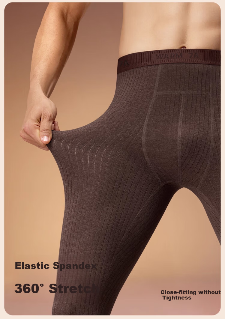 Langsha Men's Thin Autumn Winter Thermal Pants 10A Antibacterial Warm Ginger Wool Silk Cotton Underwear-Free Thermal Trousers for Men 8