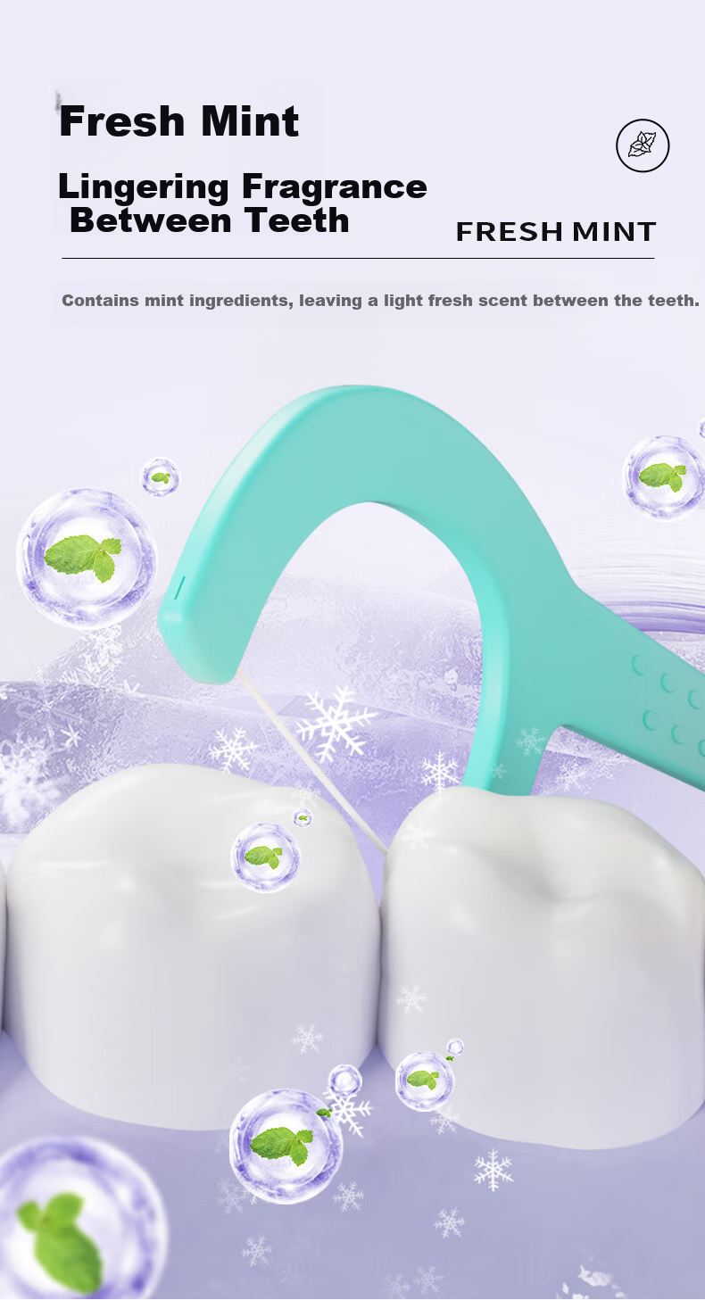 Beijiajie Dental Floss Picks Individually Packaged 50 Sticks * 4 Boxes, Round Dental Floss Picks, Ultra-Thin Smooth Portable Floss Case, Mint Flavor 5