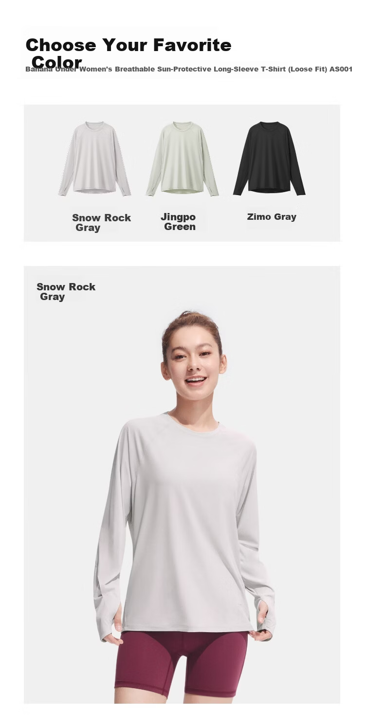 Beneunder Women's Sunscreen Long Sleeve T-Shirt Slim Lightweight Outdoor Breathable Quick-Dry Spring Summer 2026 New AS003 Ink Gray L 12