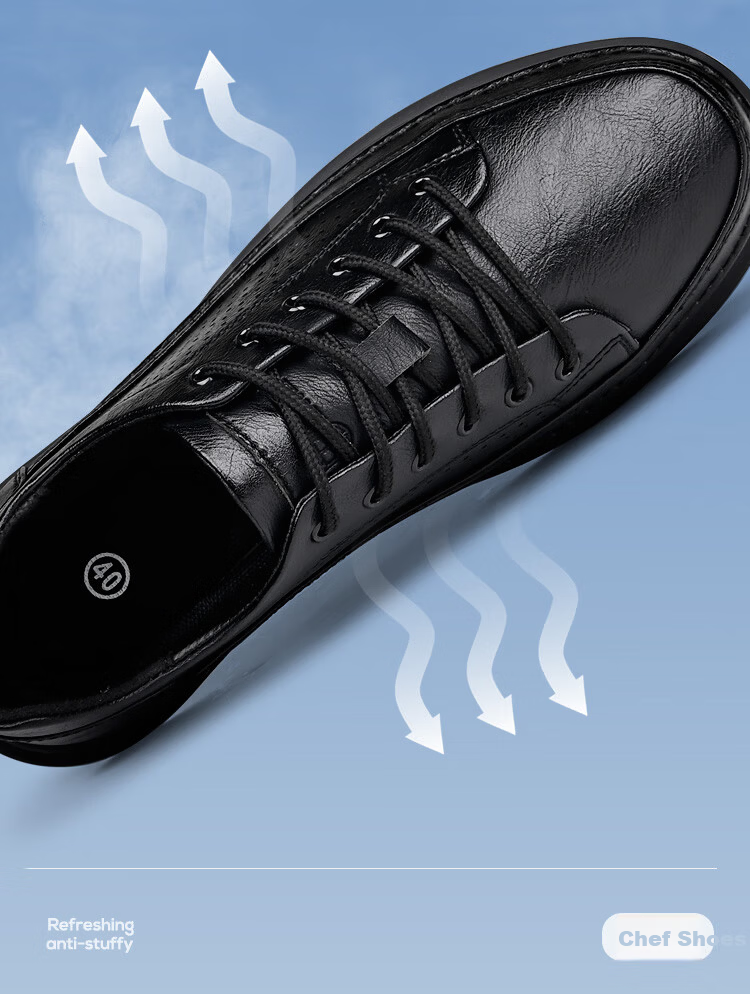 Chudun Men's Chef Shoes Non-Slip Hotel Kitchen Work Shoes Oil-Resistant Restaurant Kitchen Anti-Slip Shoes Size 38 Black 3
