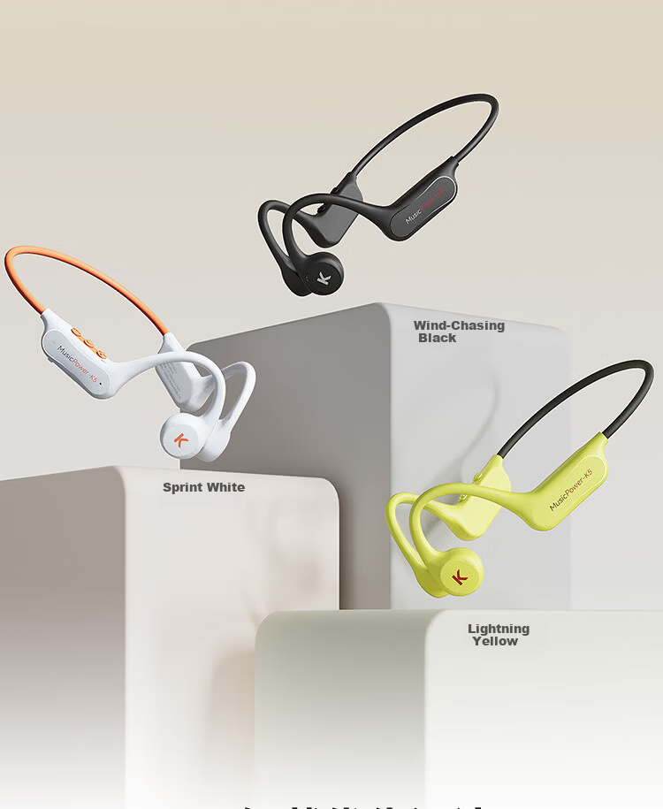 KUGOU K5 6.0 Bone Conduction Bluetooth Earphones 12-Hour Long Battery Life 16-Level Volume Waterproof Sweatproof Sports Running Cycling Earhooks Unisex 12