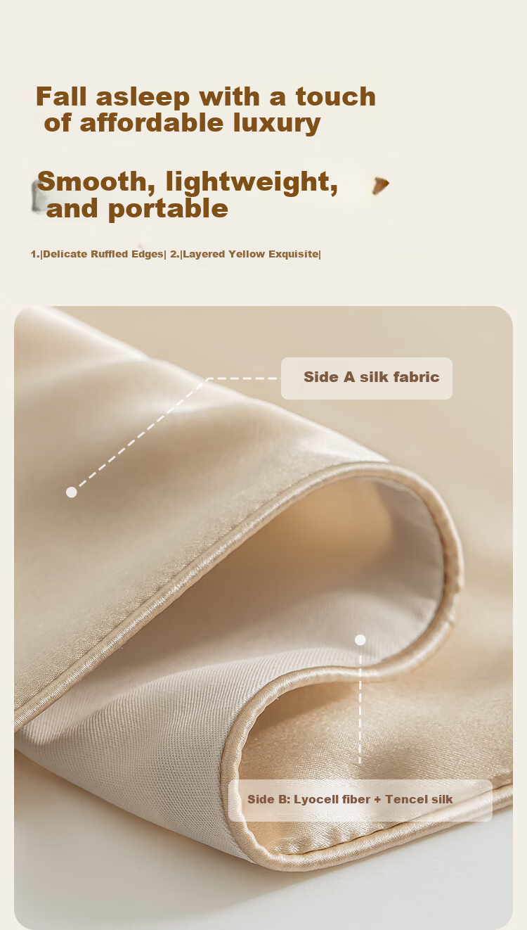 JD Jingzao Silk Pillowcase 6A Grade Mulberry Silk Solid Color 48x74cm Single Champagne Gold 3
