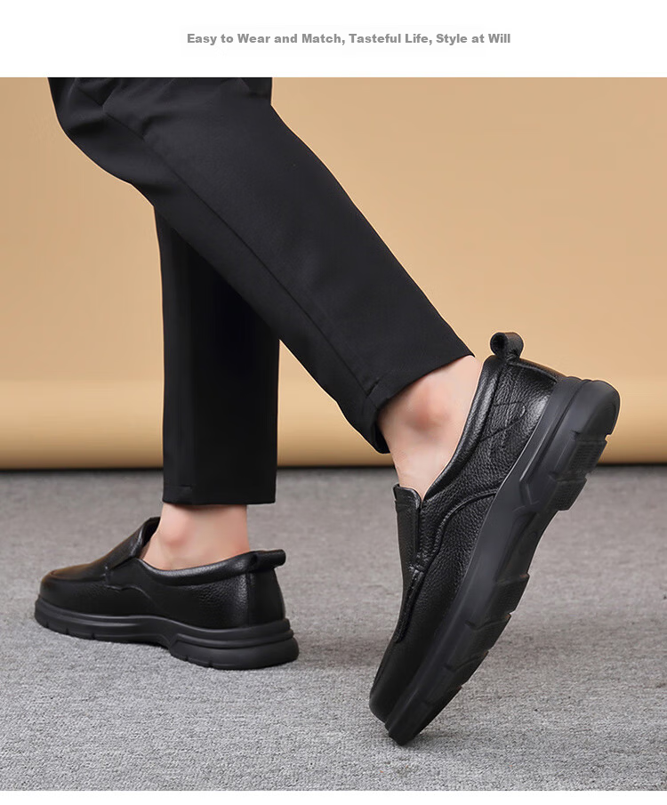 Hengyuanxiang Men's Slip-On Business Casual Breathable Driving Loafers J7276 Black Size 42 13