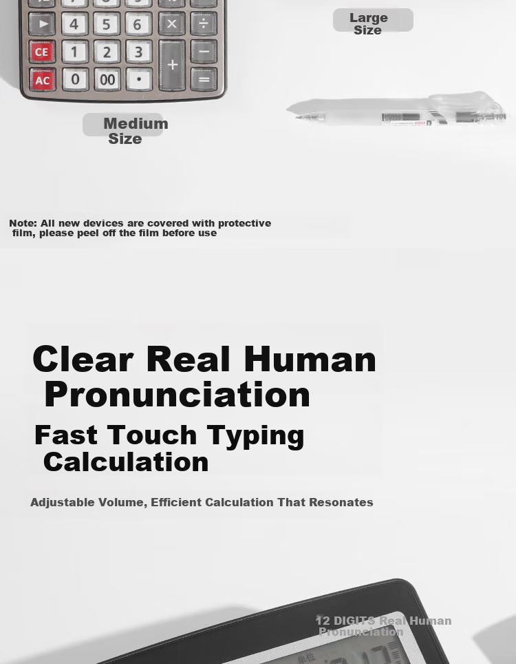 JD Jingzao Voice Calculator Pearl Silver Medium Size 12-Digit Large Screen Real Voice Metal Panel Crystal Keys Business Office 4