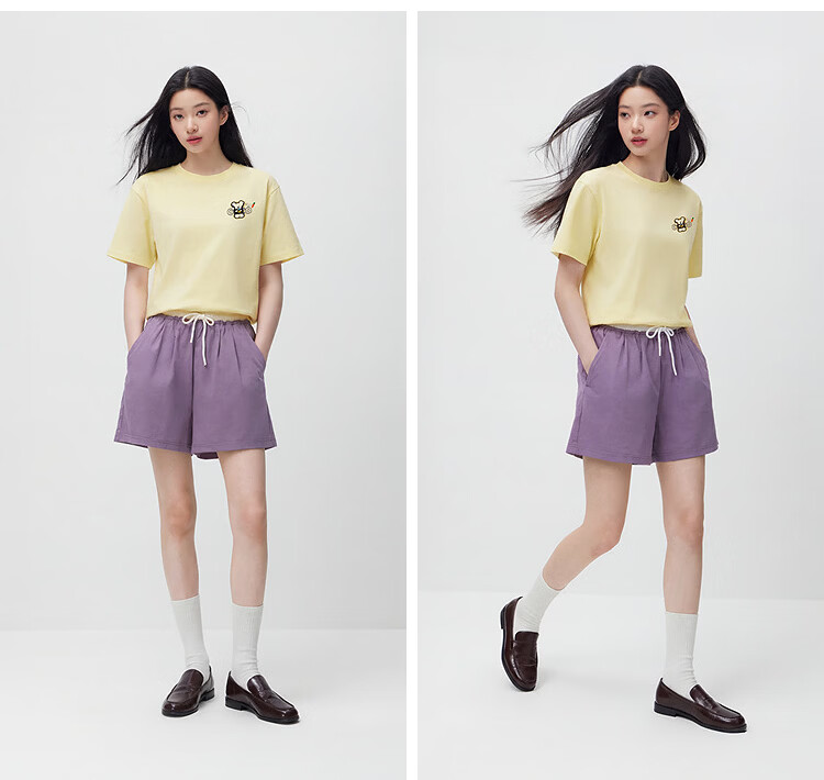 Semir BB Collaboration 100% Cotton Women's Short Sleeve T-Shirt 2026 Summer Breathable Loose Fit Crew Neck Top 109326100021 40
