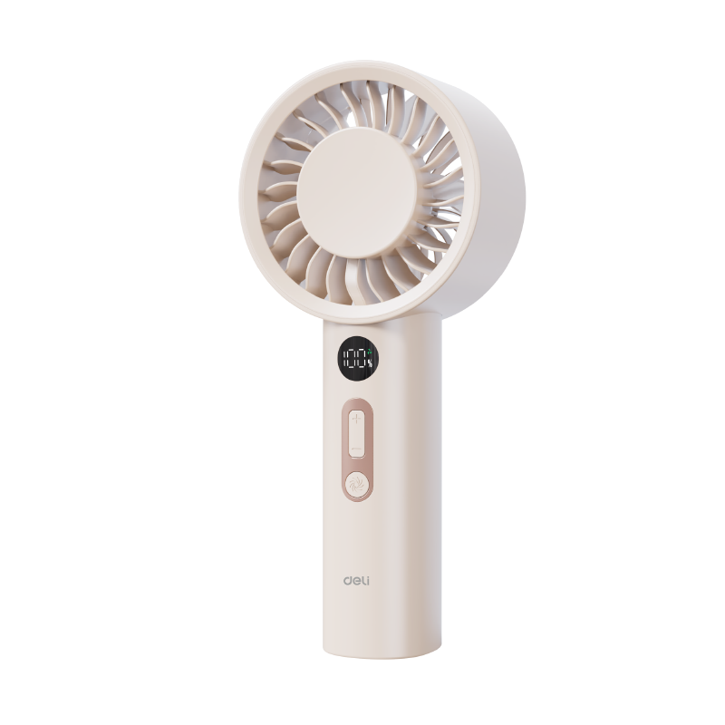 Deli Handheld Mini Fan, 100-Speed Portable Mini Quiet Fan with Long Battery Life, Outdoor Digital Display Small Fan for Students and Office Desk, Off-White LK120