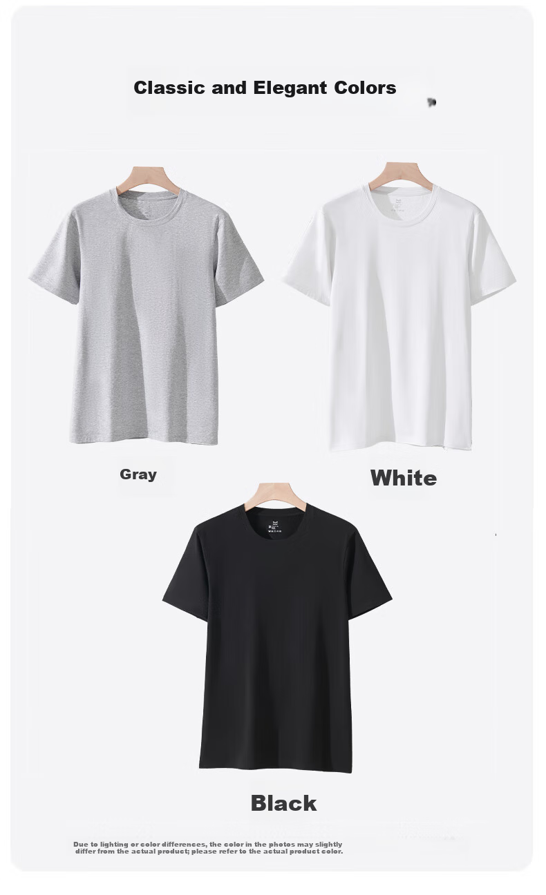 Miiow [Antibacterial Cooling] Men's Short Sleeve T-Shirt 40s Combed Cotton Basic Spring Summer White 2XL 13