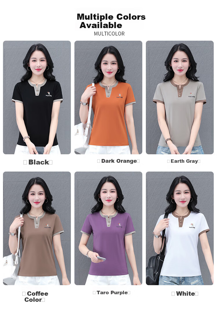 Woodpecker Pure Cotton Crew Neck Shoulder-Fit Short Sleeve T-Shirt for Women Summer New Slim Fit Black M 5