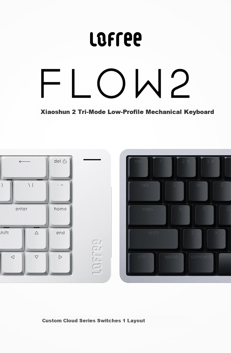 Lofree FLOW2 Low Profile 100-Key Mechanical Keyboard Aluminum Wireless Bluetooth Laptop Office Deep Space Cloud Pulse 1
