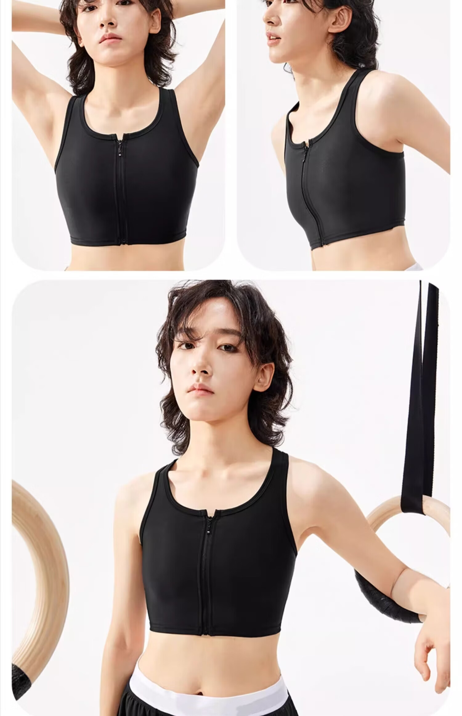 Caramella Ice Silk Breathable Zip-up Vest Bra for Large Bust, Chest Minimizer, Student Chest Binder, Cosplay Light Compression Underwear 20
