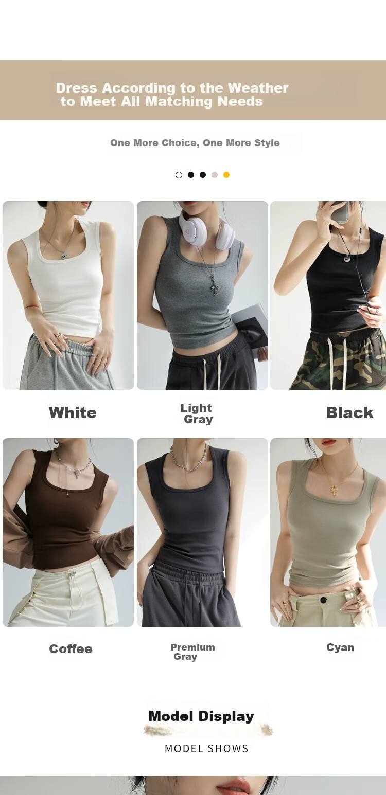 Miiow Ribbed Cotton Tank Top for Women 2026 New Wide Strap Camisole Vest Anti-Exposure Side Coverage Inner Outer Wear 15