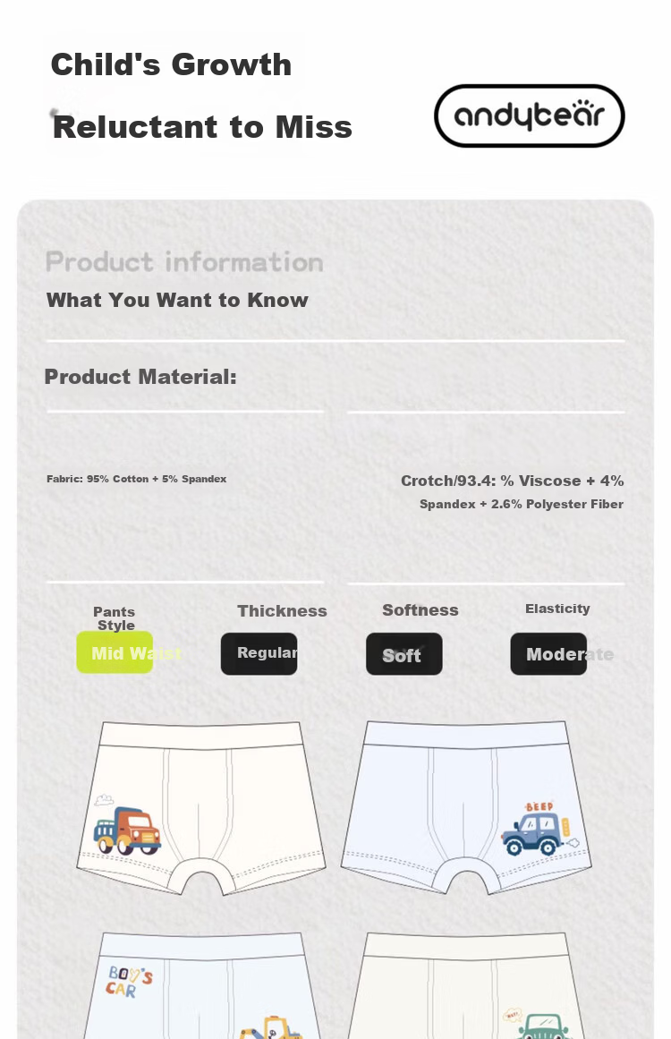 Aibedila Boys' Cotton Boxer Briefs Children's Soft Comfortable Dinosaur Story 5-Pack Size 120 18