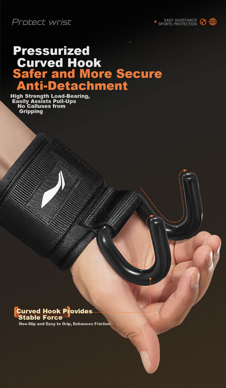 Li-Ning Pull-Up Assist Hooks with Wrist Wraps, Gym Hanging Anti-Slip Grip Straps for Pull-Ups and Deadlifts, Support Bands 11