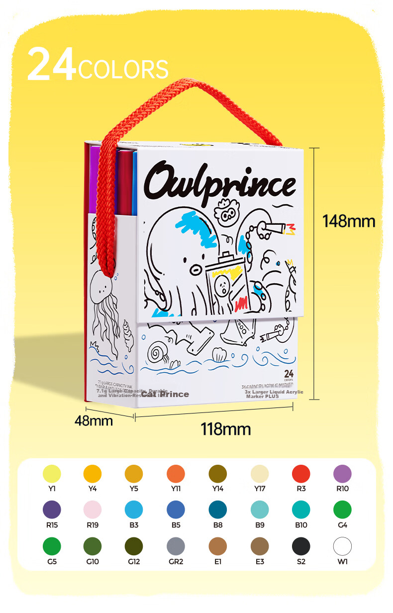 Cat Prince 24-Color Large Capacity Direct Ink Acrylic Markers Soft Tip Washable Watercolor Pens for Kids New Year Birthday Gift 22