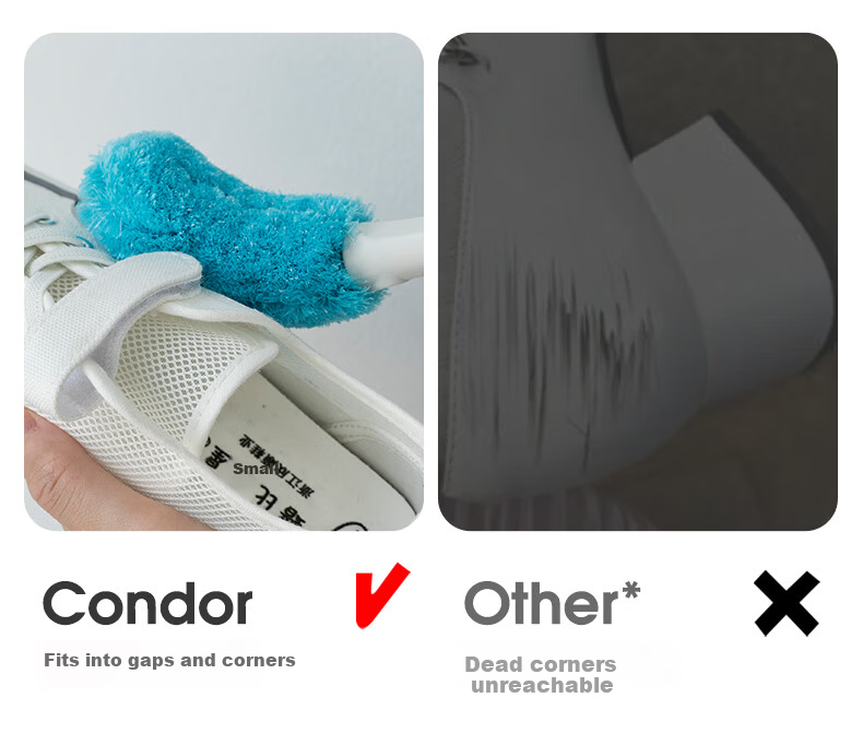 CONDOR Japanese Soft Bristle Shoe Brush Household Clothing Cleaning Brush Soft Bristle Multi-Function Long Handle Shoe Cleaning Tool 10