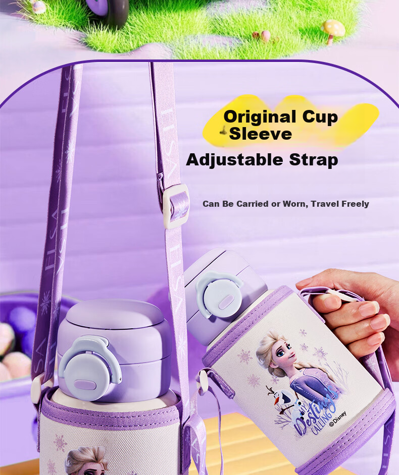 Disney Kids Insulated Double-Drink Straw 316L Large Capacity Water Bottle Portable Drinking Cup for Kindergarten Boys and Girls Elementary Students 11