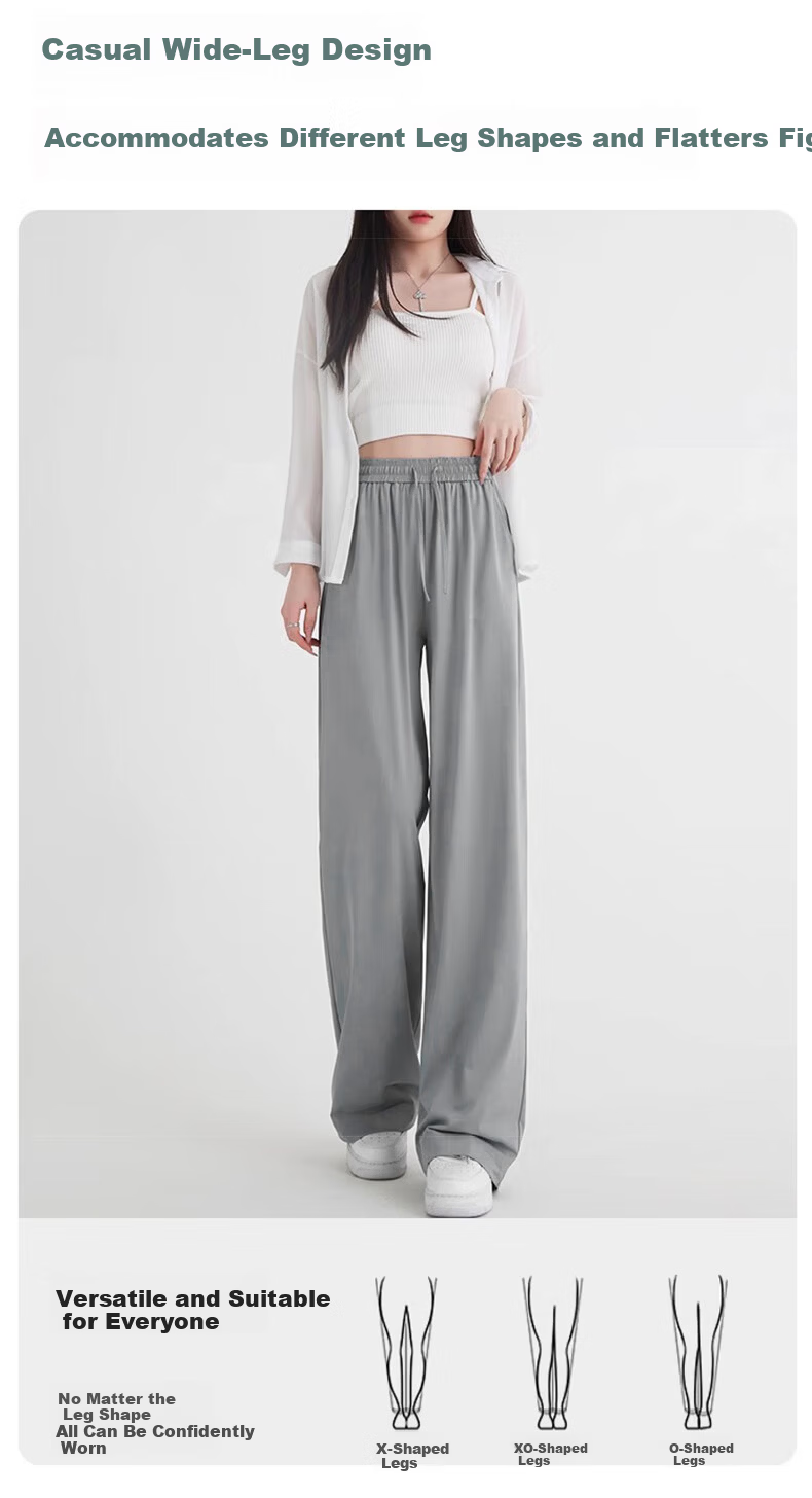 LangSha Ice Silk Wide-Leg Pants Women Summer Thin High-Waist Sun-Protective Slim Loose Straight-Leg Mosquito-Repellent Casual Trousers 8