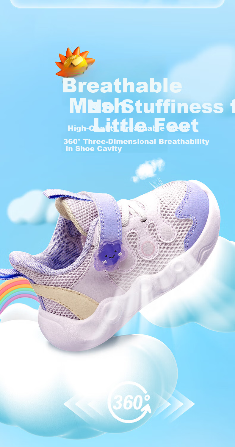 361° Kids Walking Shoes Summer 2026 Soft Sole Breathable Toddler Shoes for Boys and Girls Blue Pink Size 25 3