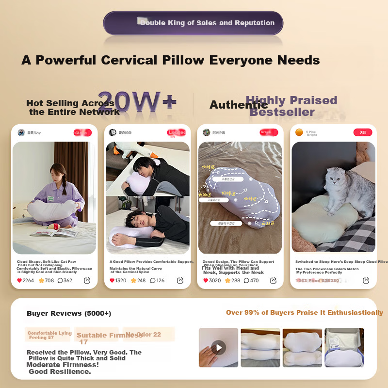 SleepHero Deep Sleep Cloud Pillow Adult Cervical Spine Special 80D Space Memory Foam Low Profile 7/10cm [Gift Box]