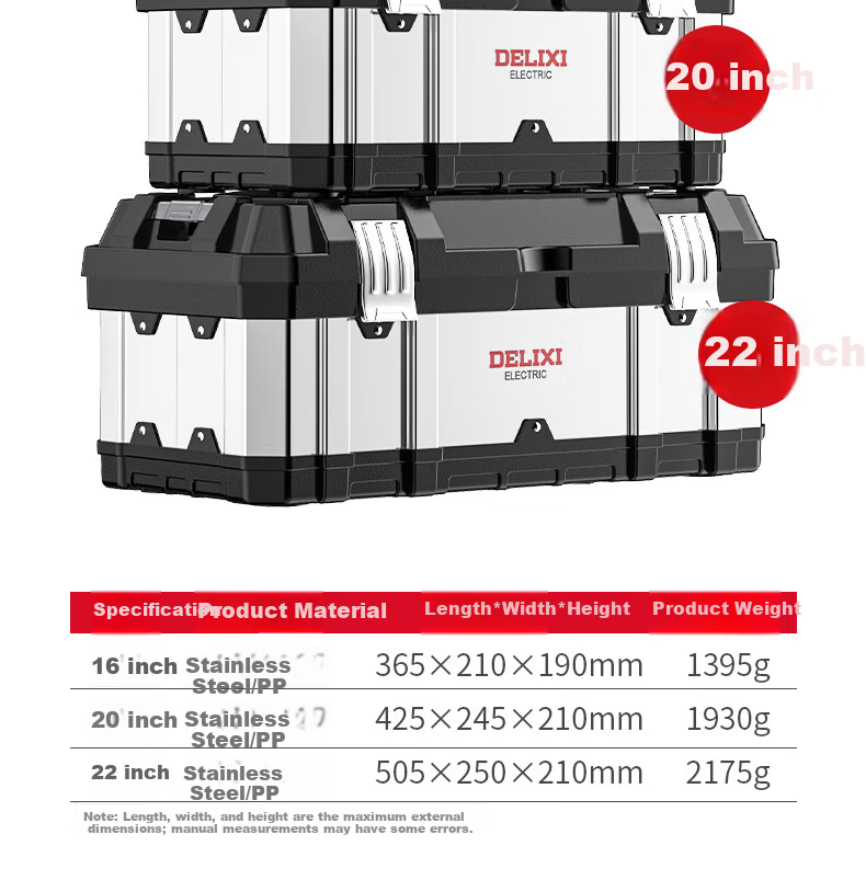 Delixi Stainless Steel Toolbox Set Multifunctional Industrial Grade Household Portable Hardware Storage Box 22-Inch Extended Flagship 19