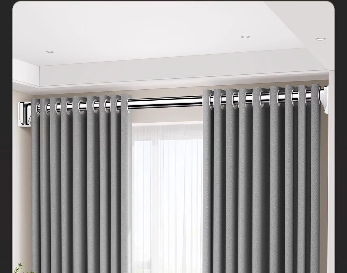 Futuristic No-Drill Telescopic Clothes Drying Rod 304 Stainless Steel Balcony Clothes Rack Wardrobe Hanging Rod Gun Gray 100-170cm 26