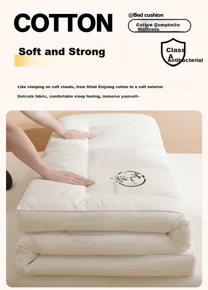 MUJI Grade A Xinjiang Cotton Mattress Cover Thickened Foldable Four Seasons Use 1.5x2m 2
