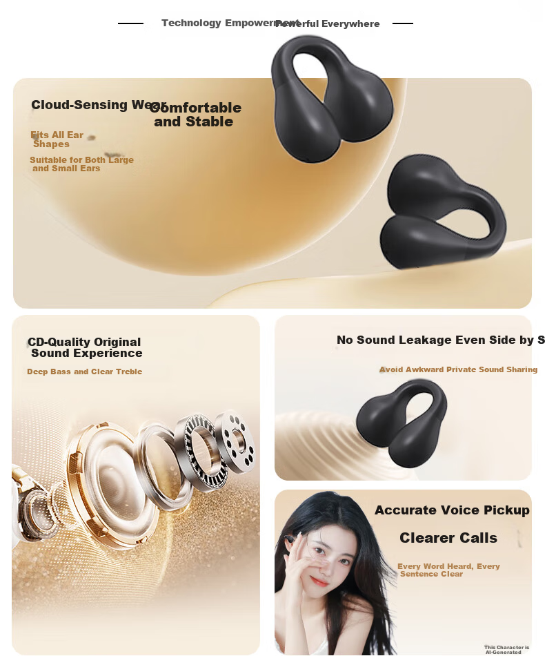 D.ROB D.ROB Clip-on AI Translation Wireless Bluetooth Earphones Power Bank 2-in-1 Long Battery Life Compatible with Huawei Xiaomi Apple K75 Ink Black 4