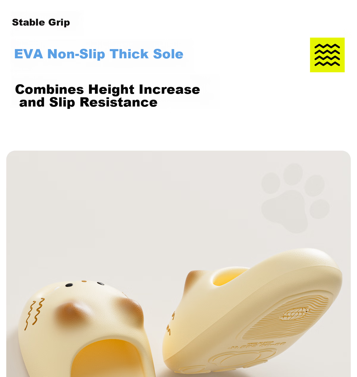 Chikoku Cute Cartoon Cat Paw Slippers Women's Summer New Thick Sole Home Non-Slip EVA Couple Sandals Men's Summer 17