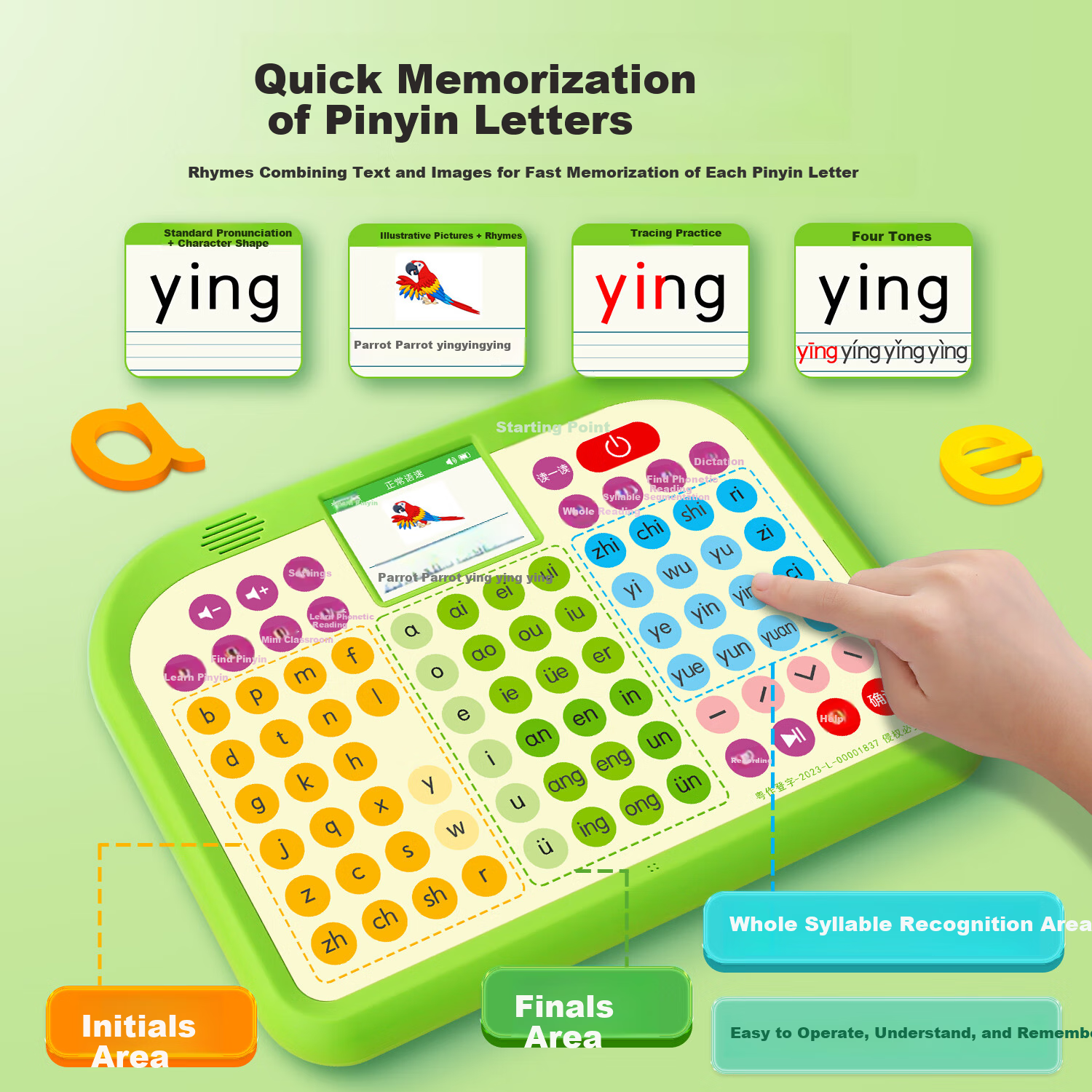 Qipao Pinyin Learning Machine Phonics Training Device Early Childhood Transition Grade 1 Textbook Synchronized Literacy Ancient Poetry Reading Pen Children's Educational Toy Student Birthday Gift Earl