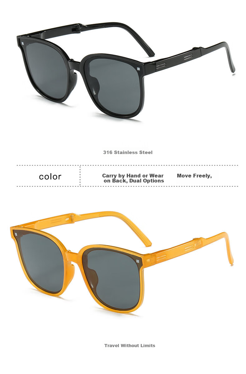 Panda Sasha Kids Folding Black Frame Gray Lens Sunglasses UV Protection Boys Girls Sun Glasses Back to School 4