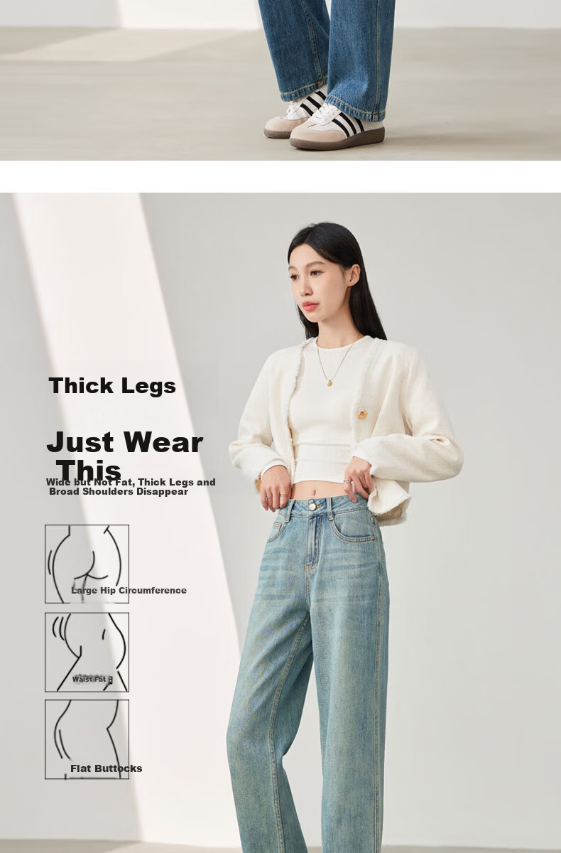 LangSha Straight-Leg Jeans for Women, Color-Fast High-Quality Spring And Autumn Long Pants, 2025 Loose Slim Wide-Leg Trousers 4
