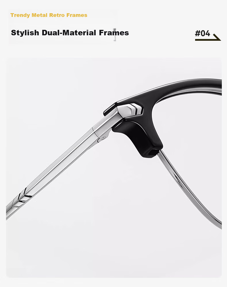 40,000km Ultra-Light Titanium Semi-Rimmed Prescription Glasses Frame for Men, Compatible with Prescription Lenses, Professional Online Customization, Blue Light Blocking Eyewear Frame 9