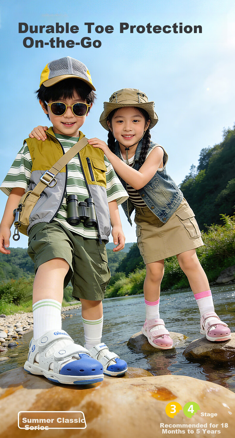 Ginoble Children's Walking Shoes Summer 2026 Breathable Sandals for Boys and Girls Ages 1-5 GW1878 White Cloud 2