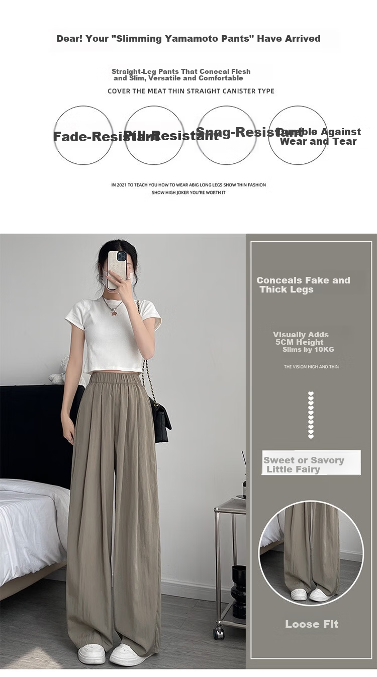 Jeanswest Women's Summer Casual Loose Textured Lightweight Ice Silk Wide-Leg Pants Black XL 10