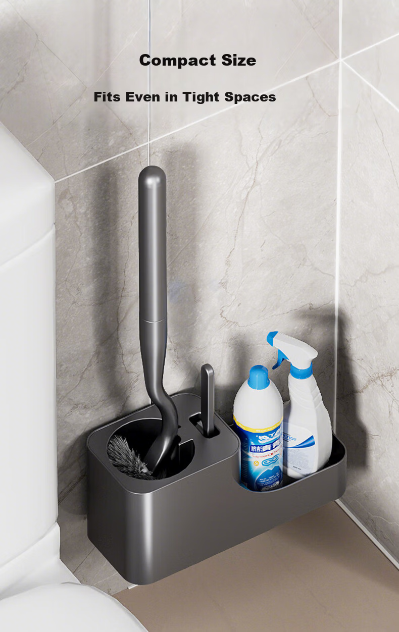 Baoshi Toilet Brush, 2-Pack Wall-Mounted Extended Silicone Bristles, No Dead Angles, Bathroom Cleaning Tool 7