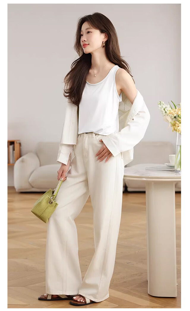 Xueqiman Loose Slimming Camisole Women's Base Layer Side Coverage Versatile Sleeveless T-Shirt White 10