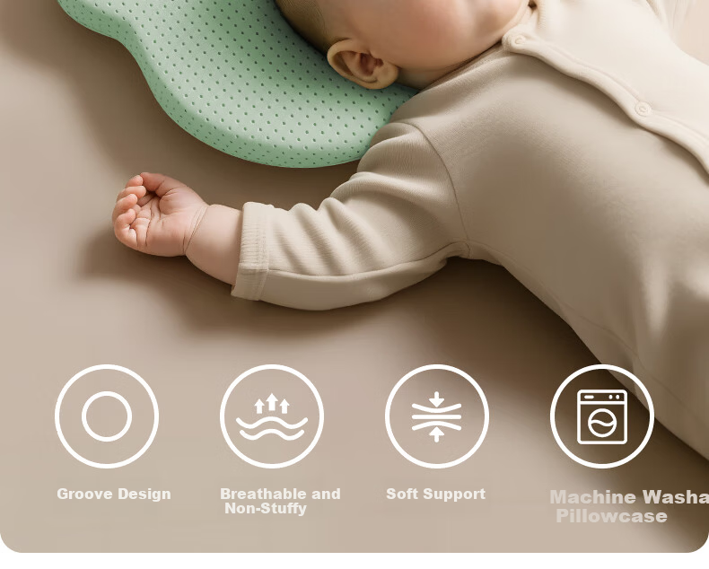 EVOCELER Baby Shaping Pillow Newborn Silicone Head Shaping Pillow 0-6-12 Months All-Season Baby Pillow 3