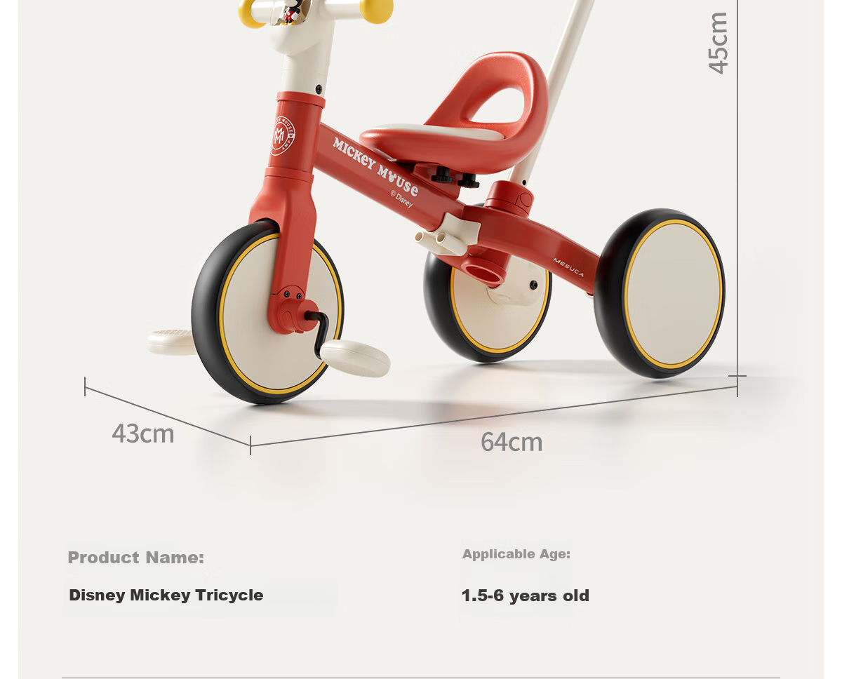 DISNEY Kids Tricycle Balance Bike 1-3-6 Years Toddler Pedal Bicycle Baby Birthday Gift Walker Push Bike 41