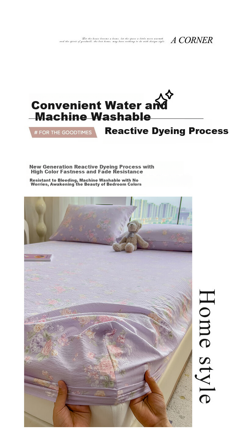 Hodo Class A Double-Layer Gauze Fitted Sheet Single Home Mattress Cover Full Wrap Protector 180*200cm Luo 11