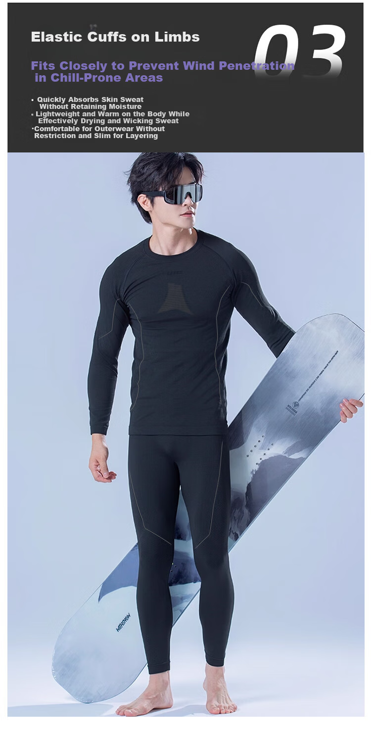Caiyue Ski Quick-Dry Thermal Set Unisex Shaping Functional Outdoor Sports Antibacterial Breathable Moisture-Wicking Base Layer 7