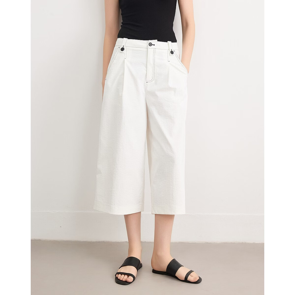 Demana [Light Workplace Style] Summer Simple Commuter Six-Point Straight Loose Versatile Petite Women's Casual Pants