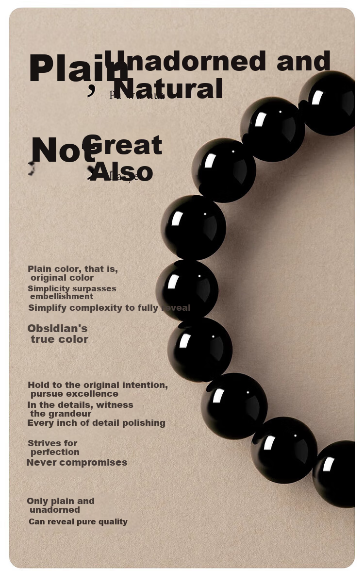 Hongliangyuan Collectible Natural Obsidian Bracelet Couples Zodiac Year Luck Crystal Bracelet 6MM Birthday Gift 7