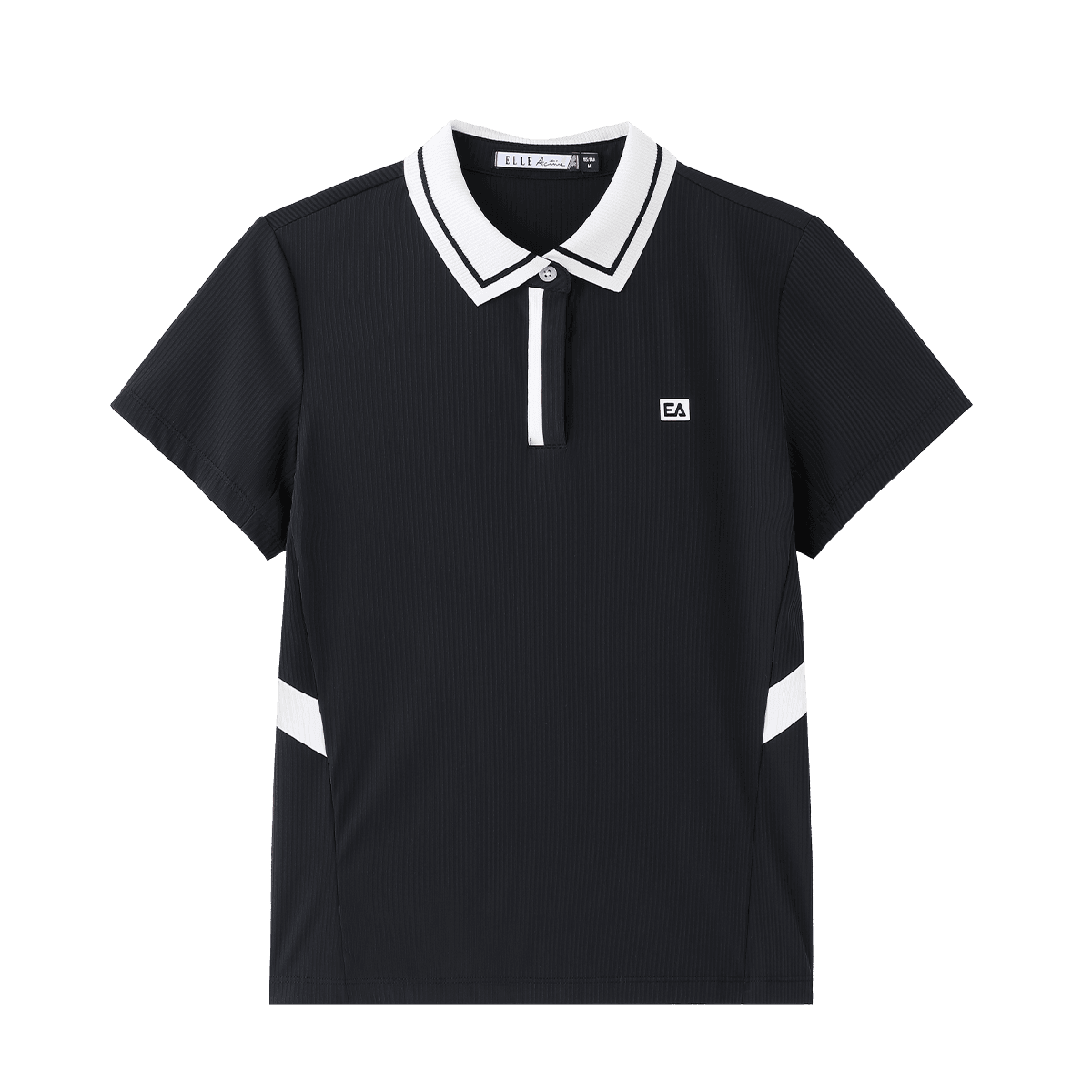 ELLE ACTIVE Colorblock Sports Polo Shirt Women Summer Slim Fit Versatile T-Shirt Short Sleeve Casual Commuting Black XL