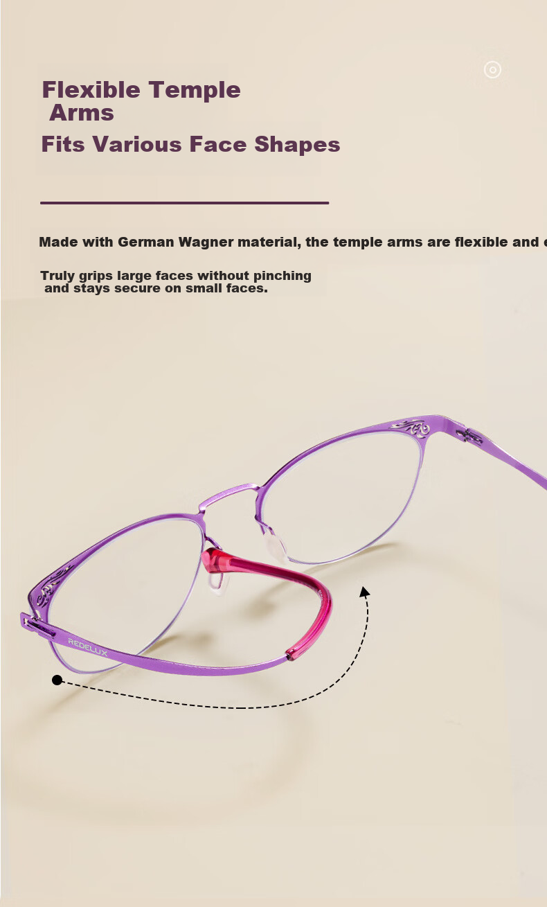 Sunset Red Women's Reading Glasses HD Blue Light Blocking Elegant Fashion Middle-aged and Elderly Presbyopic Glasses AX5331 250 Degree 6