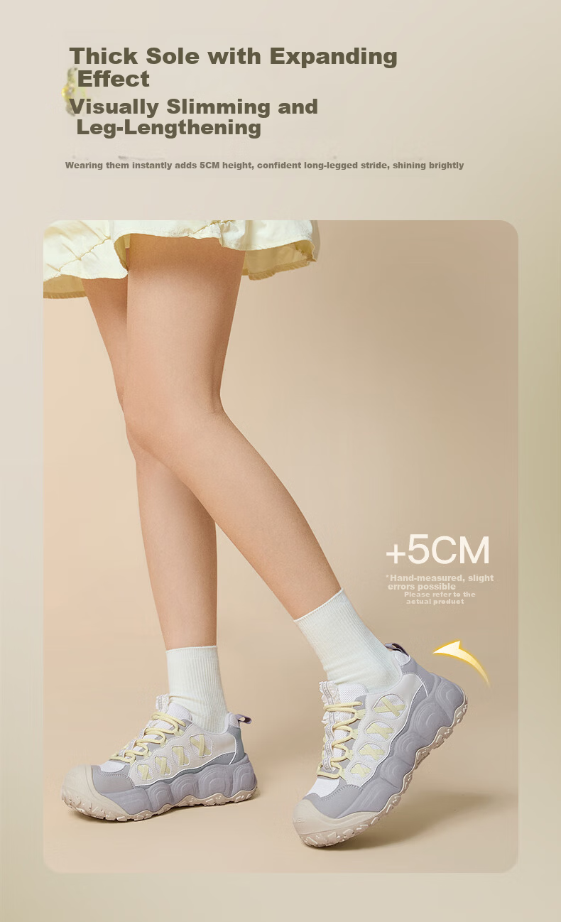 CAMEL Nimeng 2nd Generation Ugly Cute Women's Outdoor Versatile Height-Increasing Casual Shoes L26S202119 Off-White/Pink Size 35 10