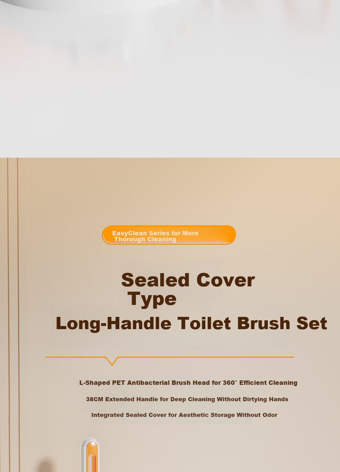 Deli Toilet Brush Set with Base, Upgraded No-Dead-Angle Household Bathroom Cleaning Brush Set 1